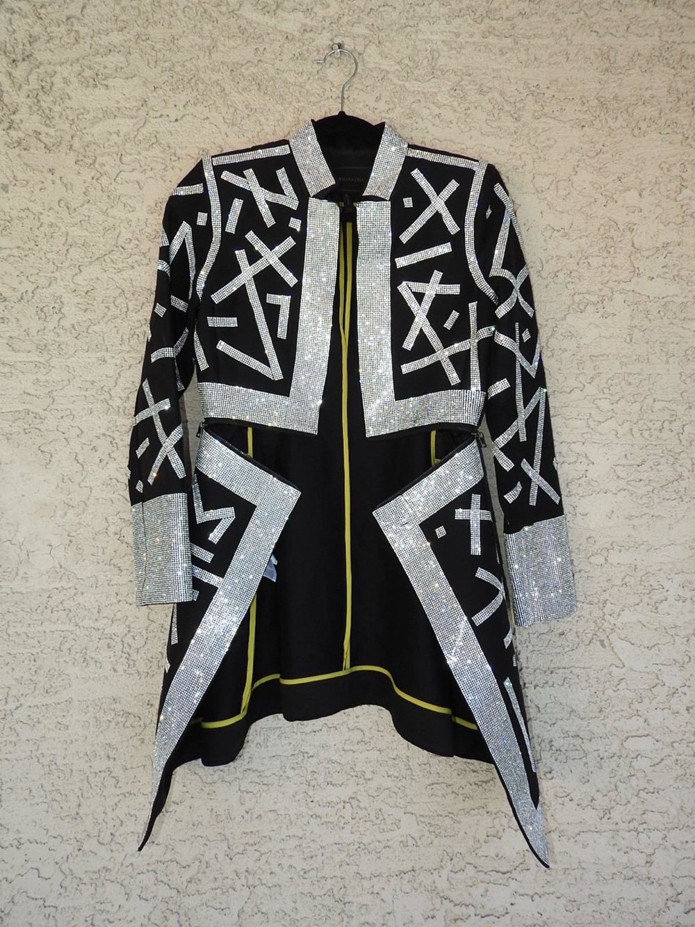 Black Jacket with Silver crystals Geometric Detail